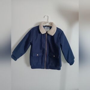Sherpa-Trim Zip-Front Bomber Jacket for Toddler Boys.